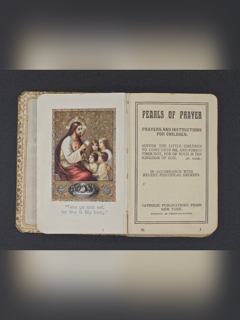 Antique 1925 Catholic Pearls Of Prayer Book, Prayers & Instructions For Children